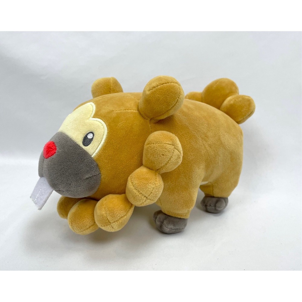 Pokemon Bidoof Beaver 8" Plush Jazwares 2023 Gold Brown Teeth